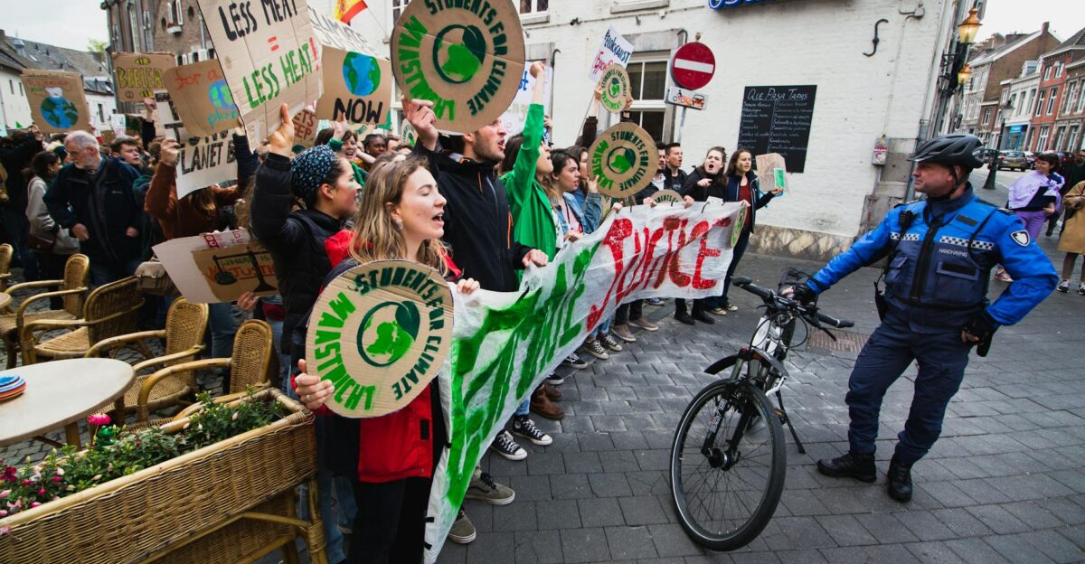 Protesters rally in Maastricht advocating for climate action and environmental justice
