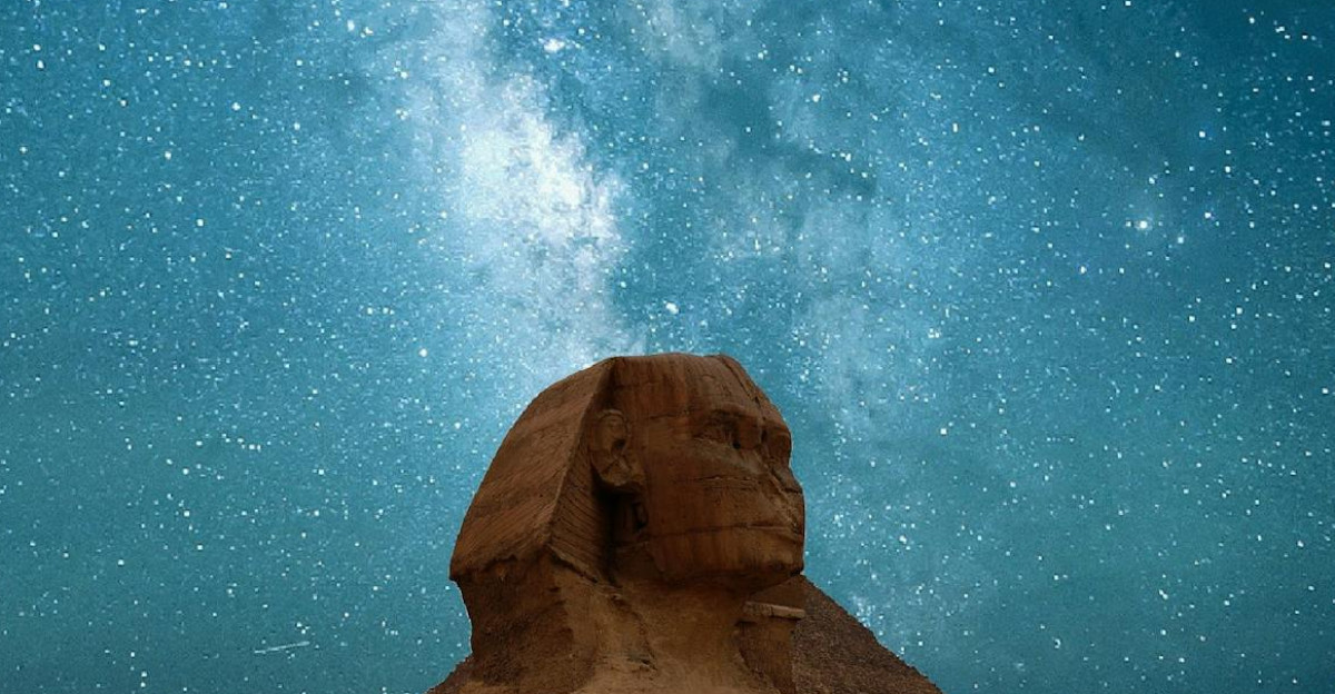 The Great Sphinx of Giza beneath a captivating Milky Way night sky